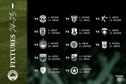 Το πρόγραμμα του Παναθηναϊκού στη Stoiximan Super League 2024-25 | pao.gr