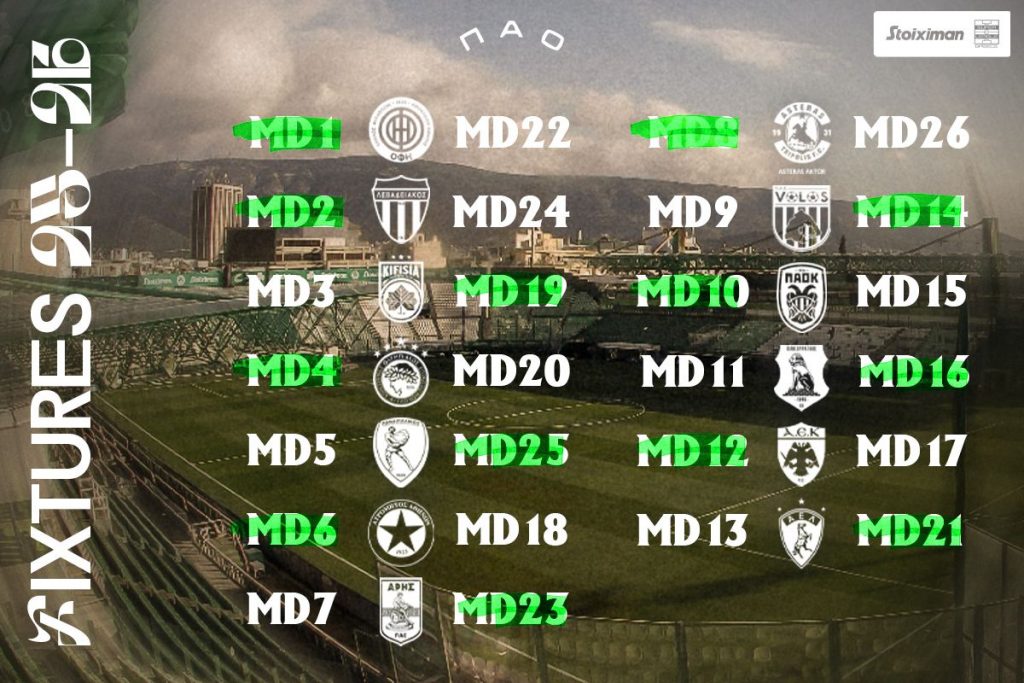 Το πρόγραμμα του Παναθηναϊκού στη Stoiximan Super League 2025-26 | pao.gr